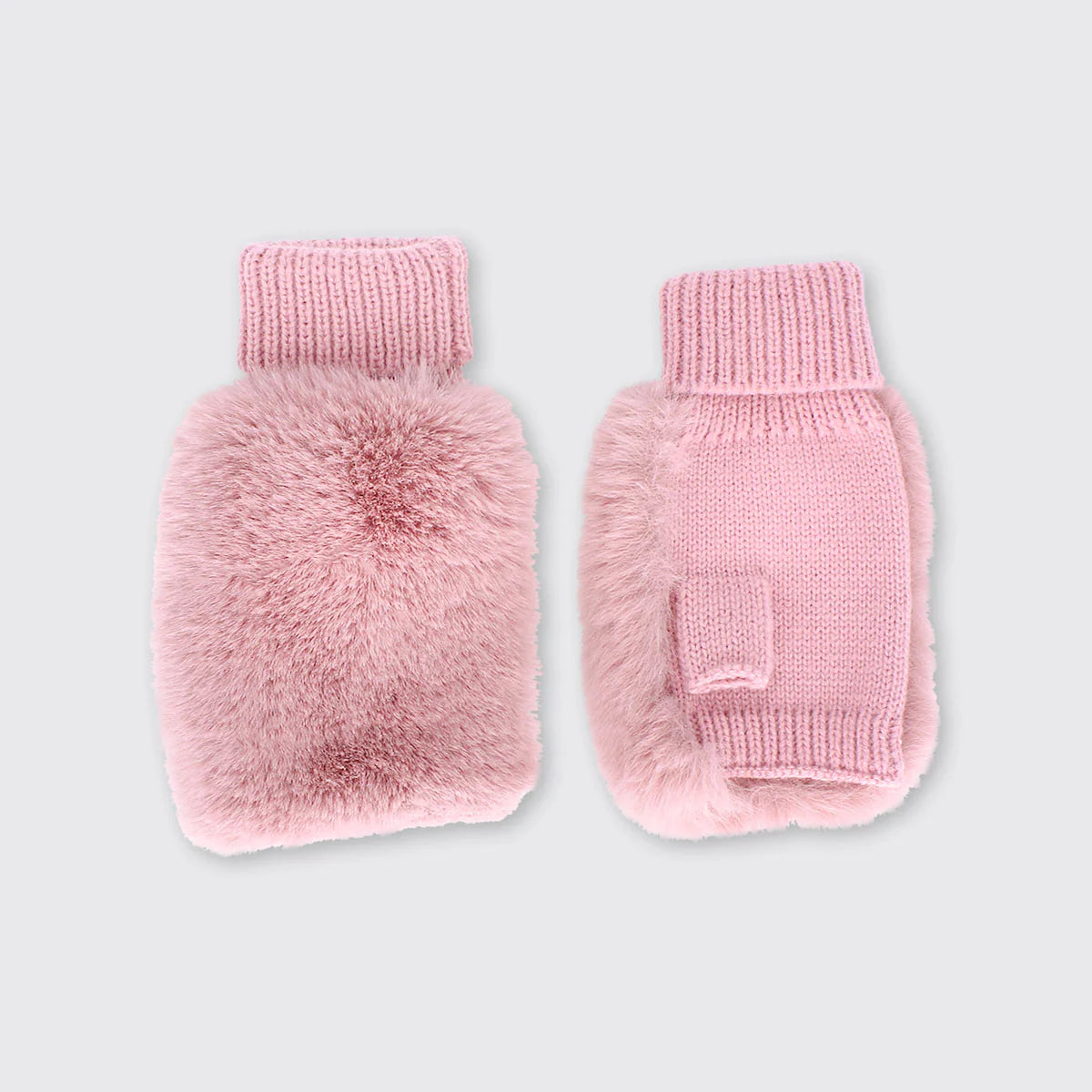 Millie Mae Faux Fur Fingerless Gloves- Pink
