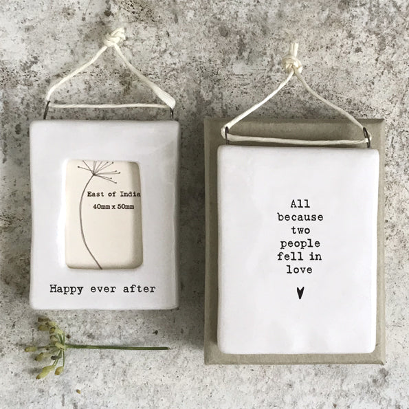 Hanging Porcelain Frame - Happy Ever After