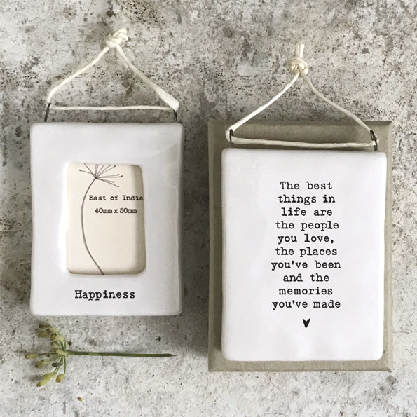 Hanging Porcelain Frame - Happiness