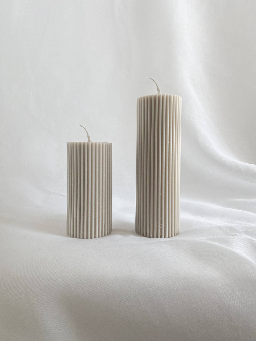 Small Ribbed Pillar Candle. Vegan, soy, small batch. Weddin: Blush Pink