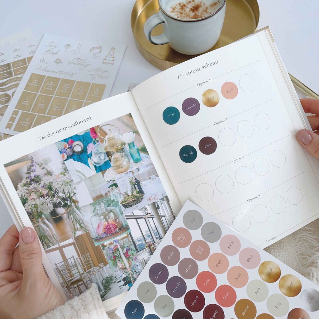 NEW - Ivory Cloth Wedding Planner Book with Gold Foil and Gi