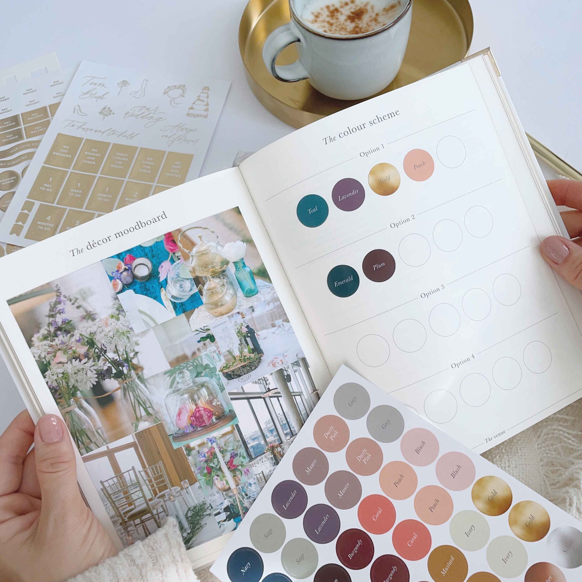 NEW - Ivory Cloth Wedding Planner Book with Gold Foil and Gi