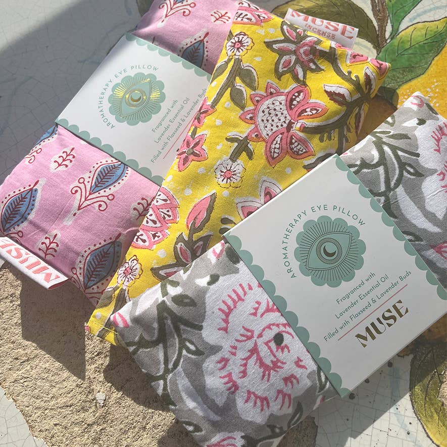 Eye Pillow Aromatherapy | Indian Block Print | Lavender: Yellow