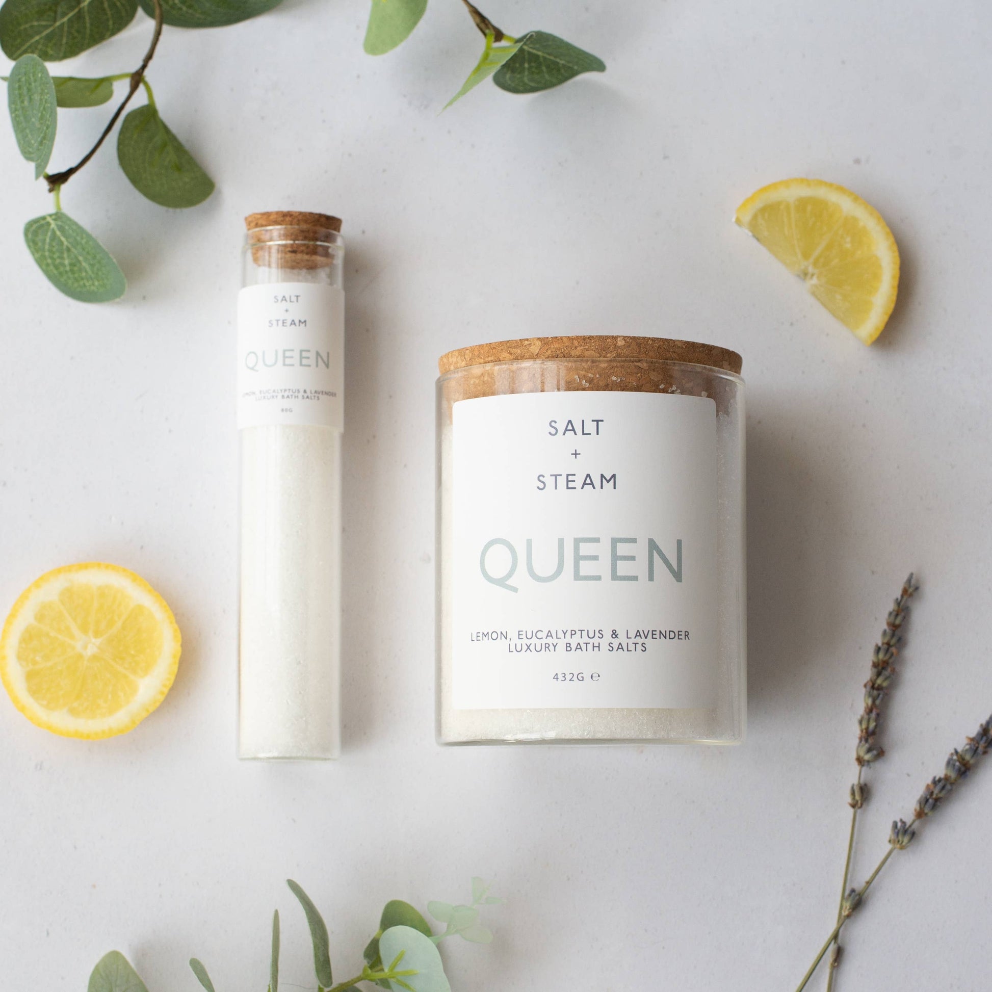 Queen - Lemon, Eucalyptus & Lavender Bath Salts 80g & 432g: Jar