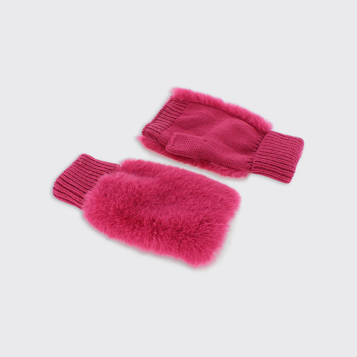 Millie Mae Faux Fur Fingerless Gloves- Fuscia