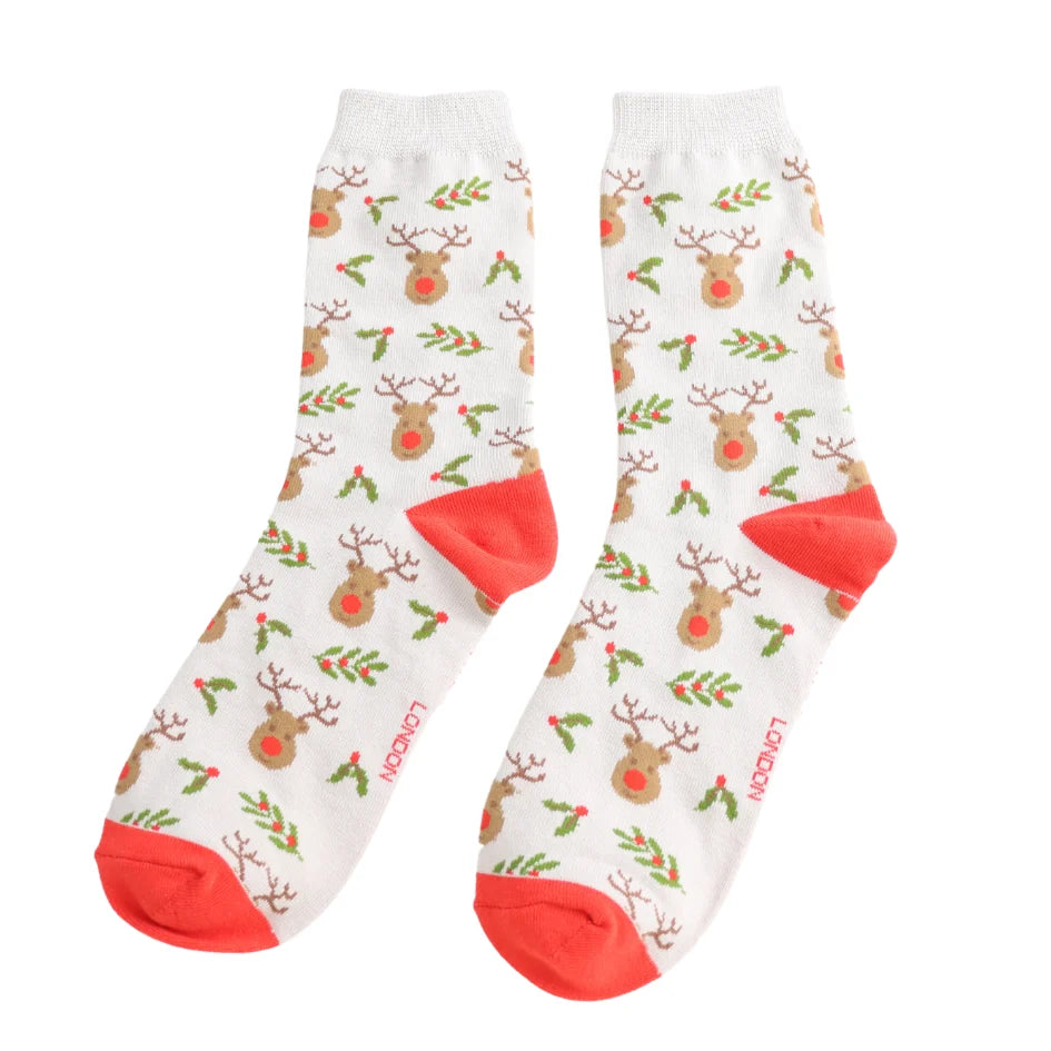 Miss Sparrow Bamboo Reindeer Socks