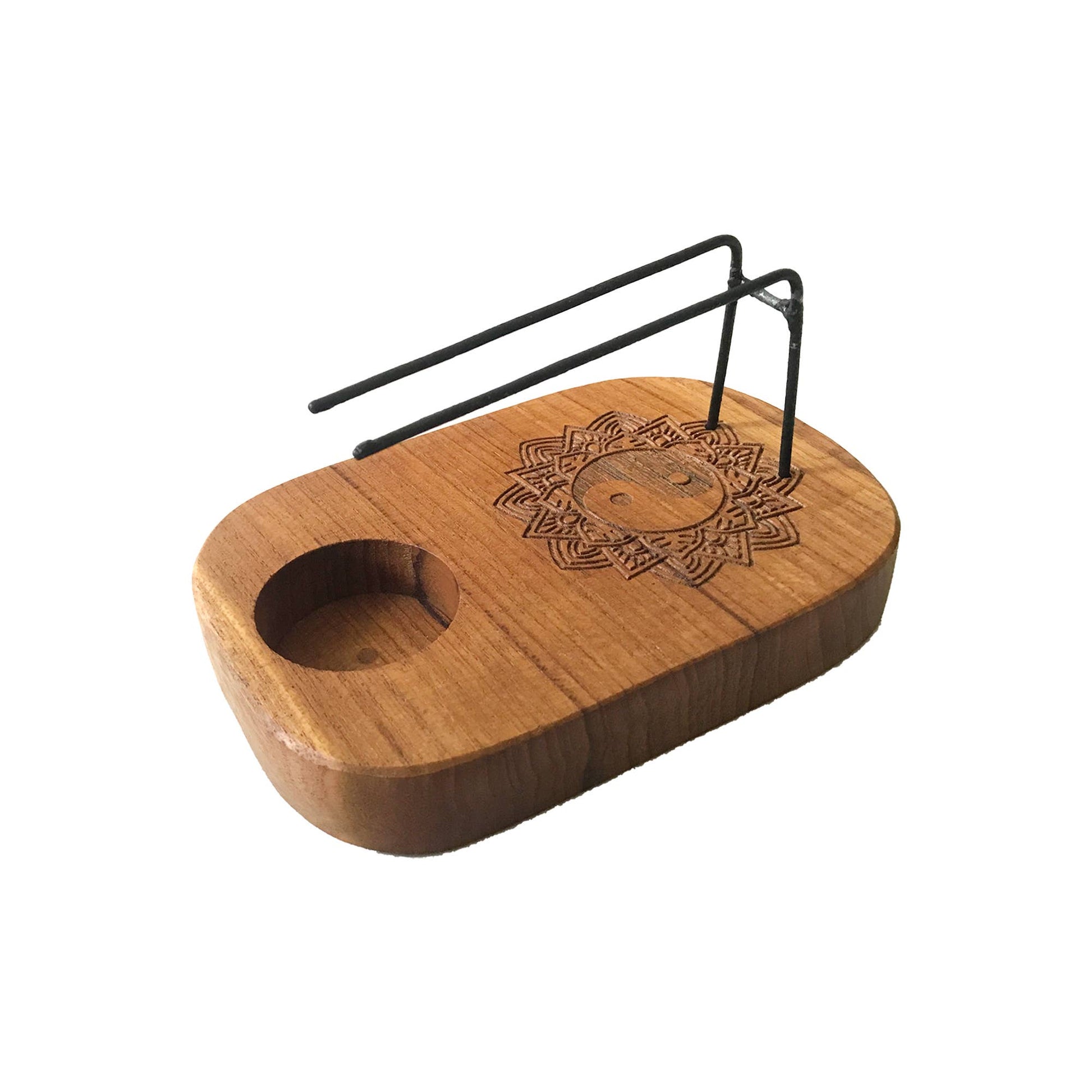 Palo Santo Heaters: Small Palo Santo Heater - Teak Wood - Yin & Yang Design