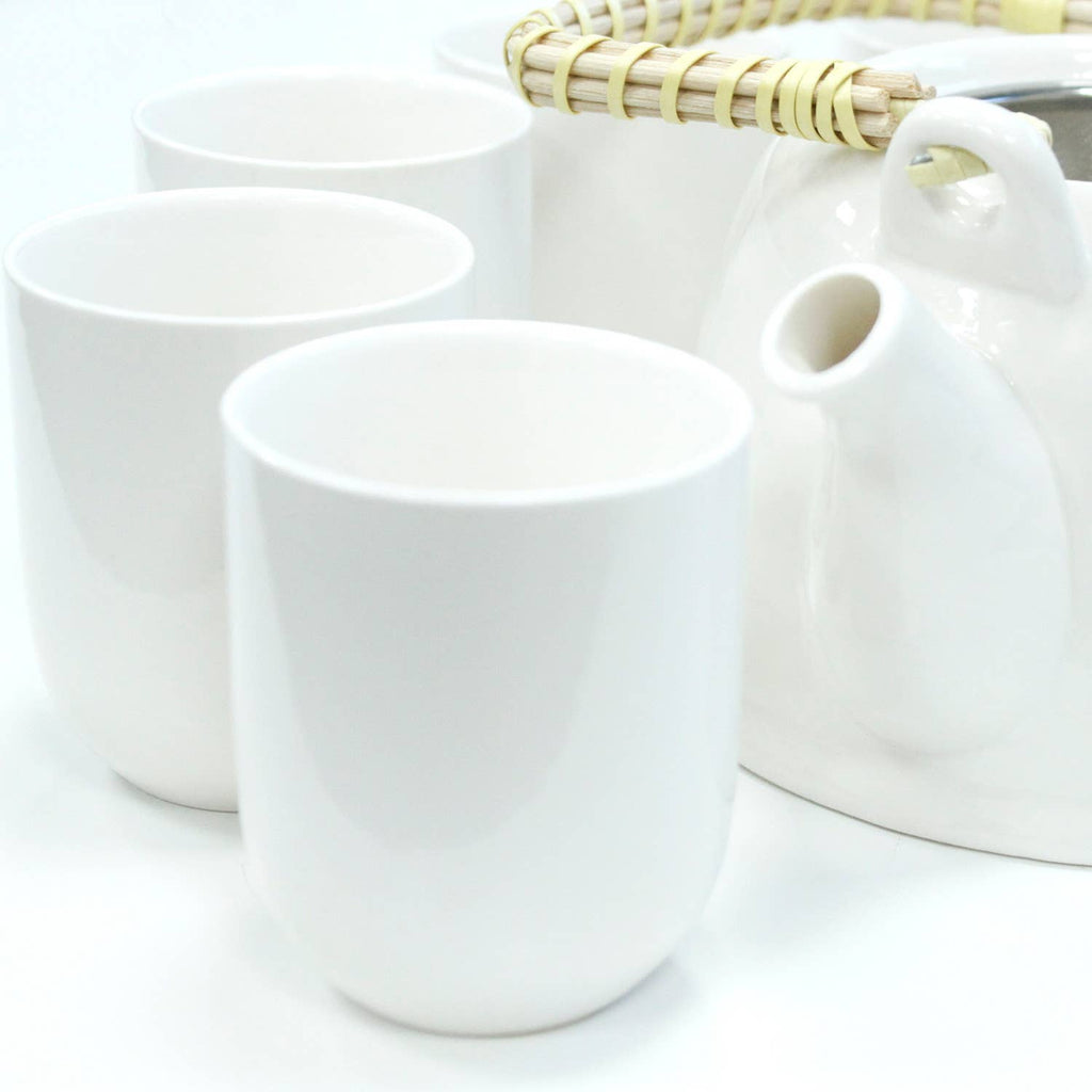 TeaP-01 - Herbal Teapot Set - Classic White