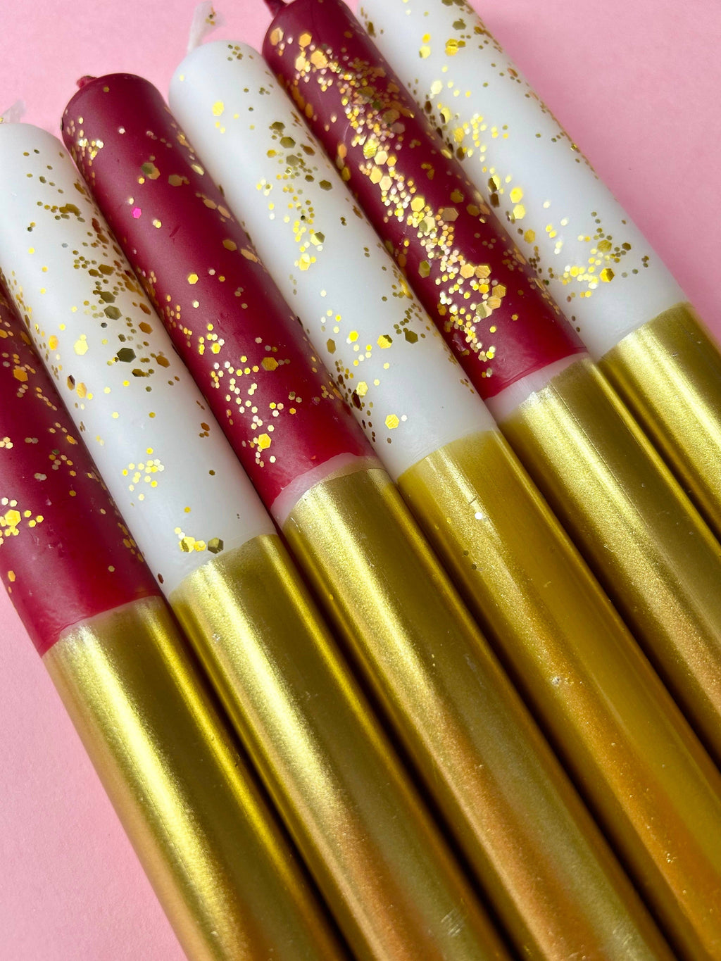 PLUM PUDDING AND ANGEL WINGS MIX Dip Dye Dinner Candle set: Set of 6