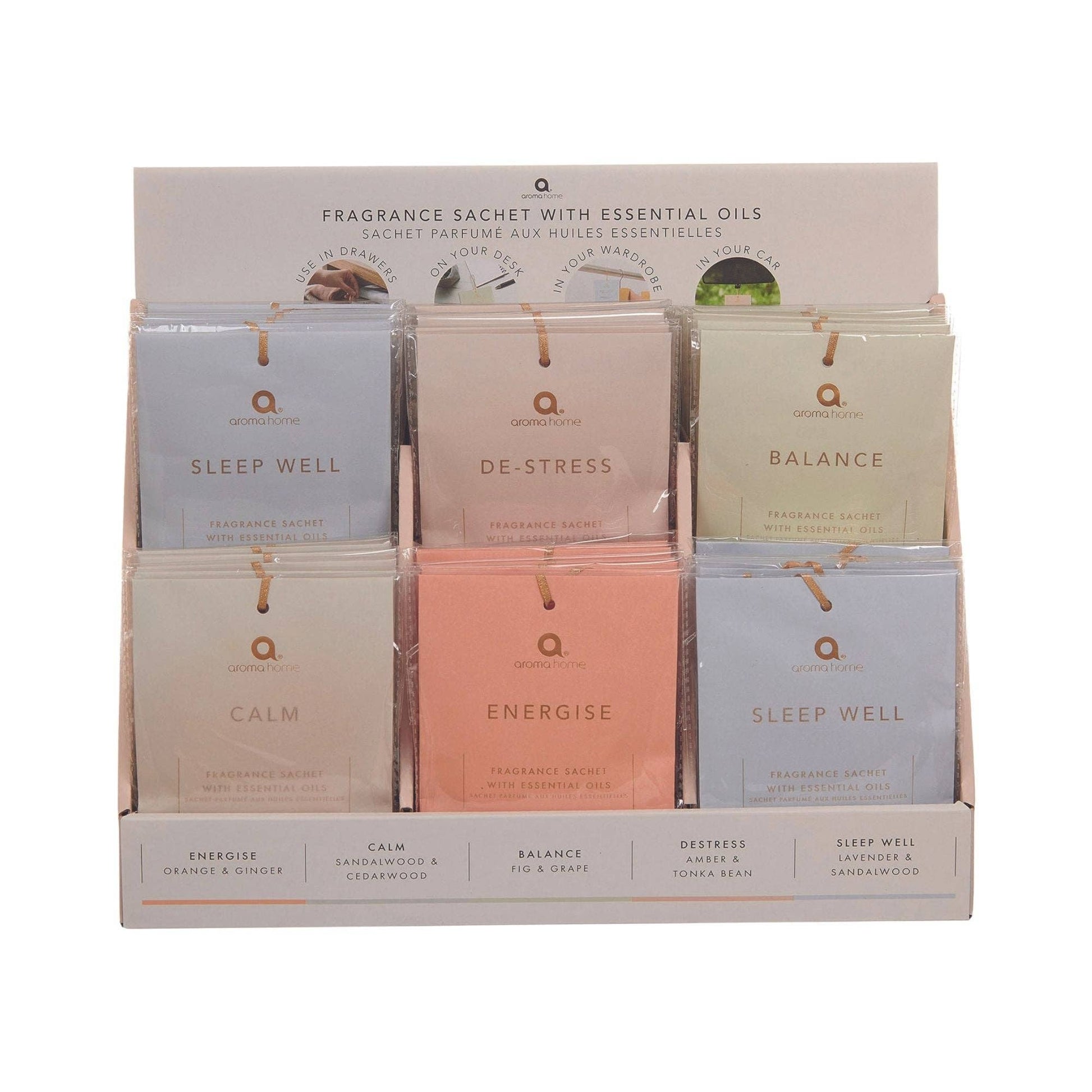 36pc Fragrance Sachet with Essential Oils + Display Box