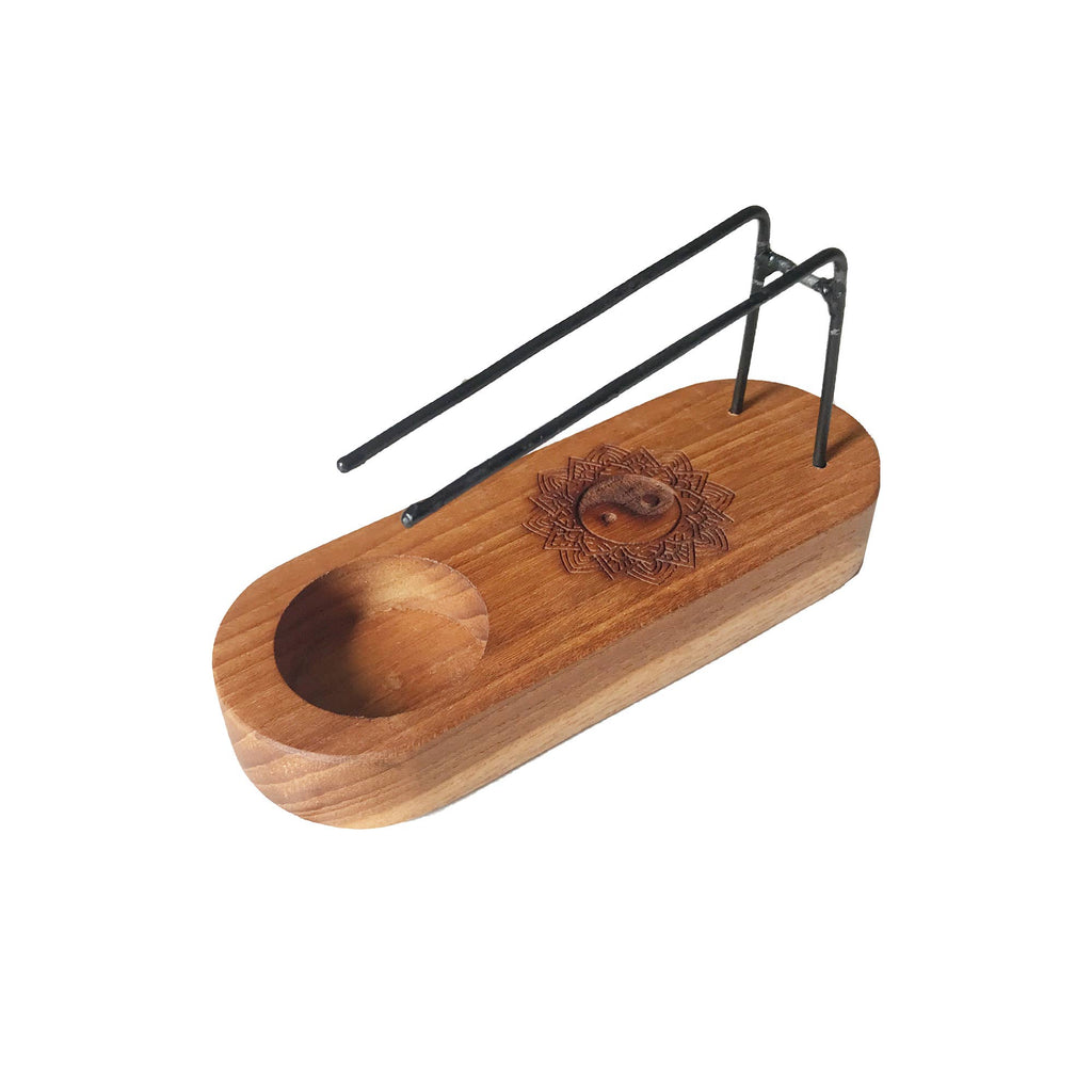 Palo Santo Heaters: Small Palo Santo Heater - Teak Wood - Yin & Yang Design