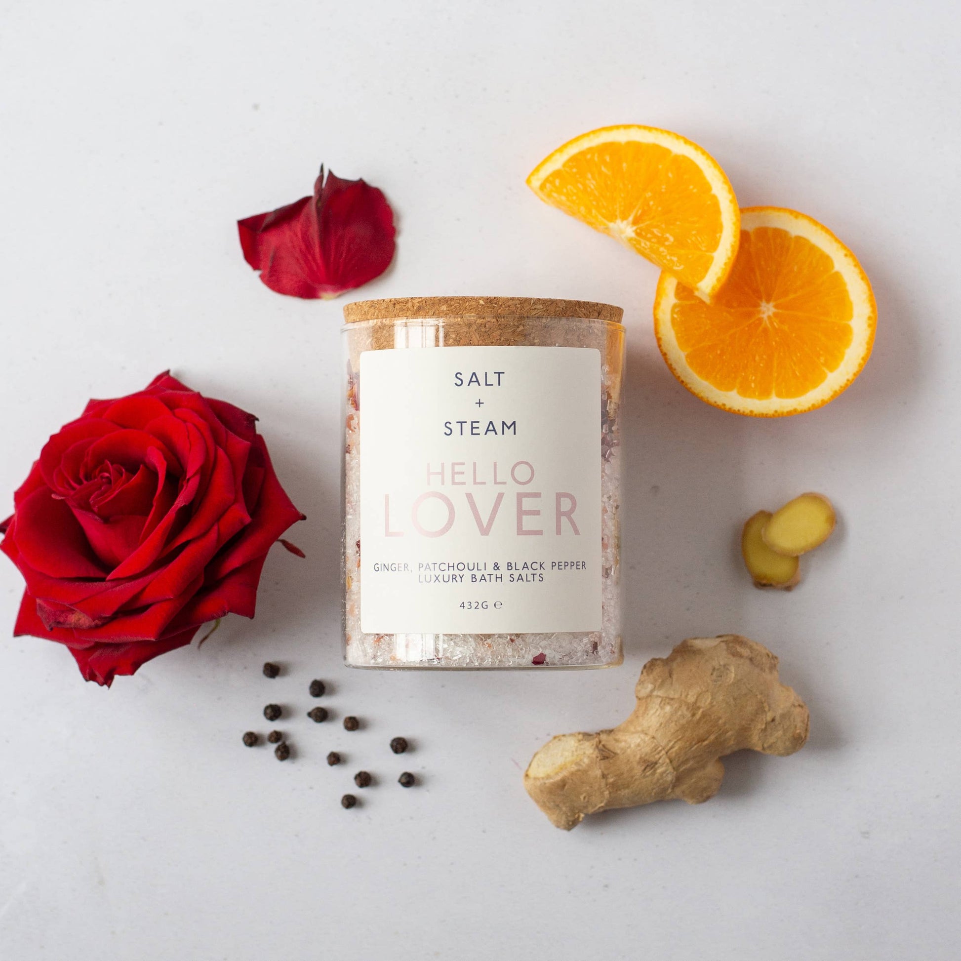 Hello Lover - Ginger & Patchouli Bath Salts 80g & 432g: Jar