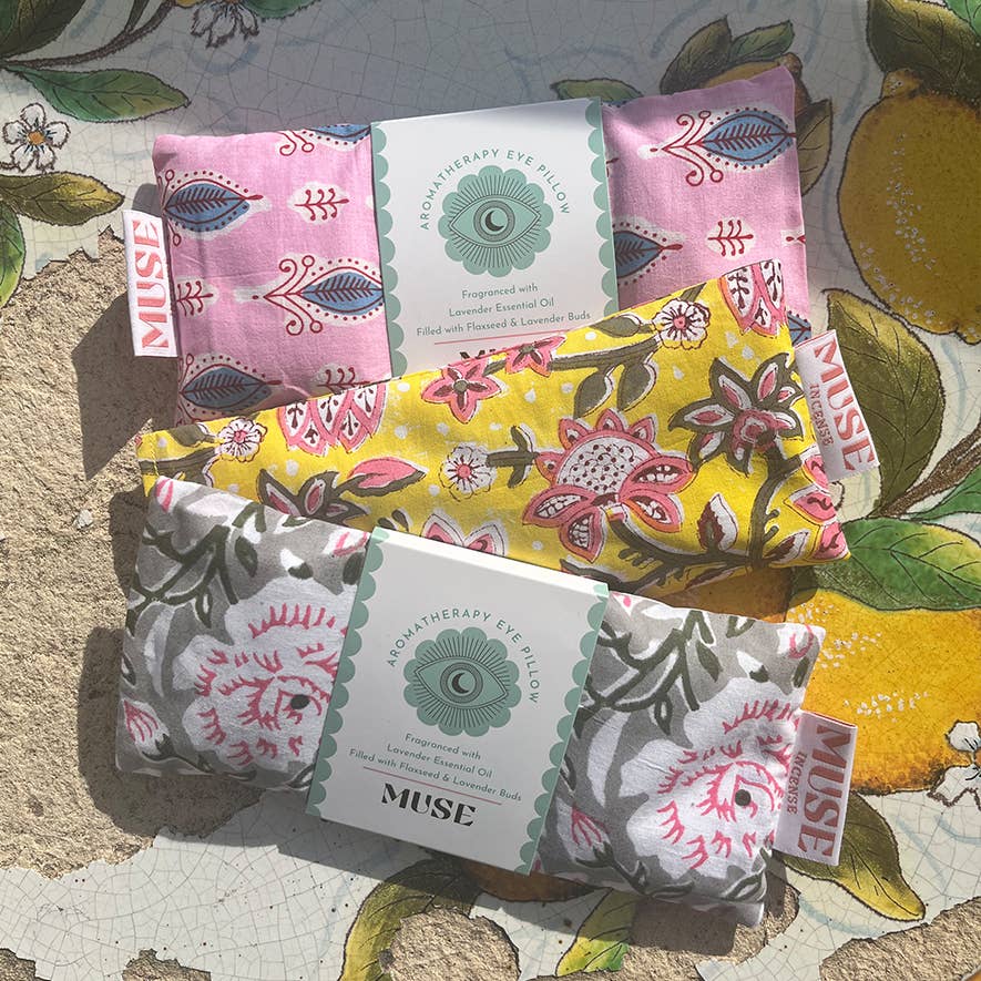 Eye Pillow Aromatherapy | Indian Block Print | Lavender: Yellow