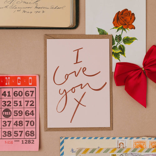 'I Love You X' Handwritten Anniversary Card : Naked