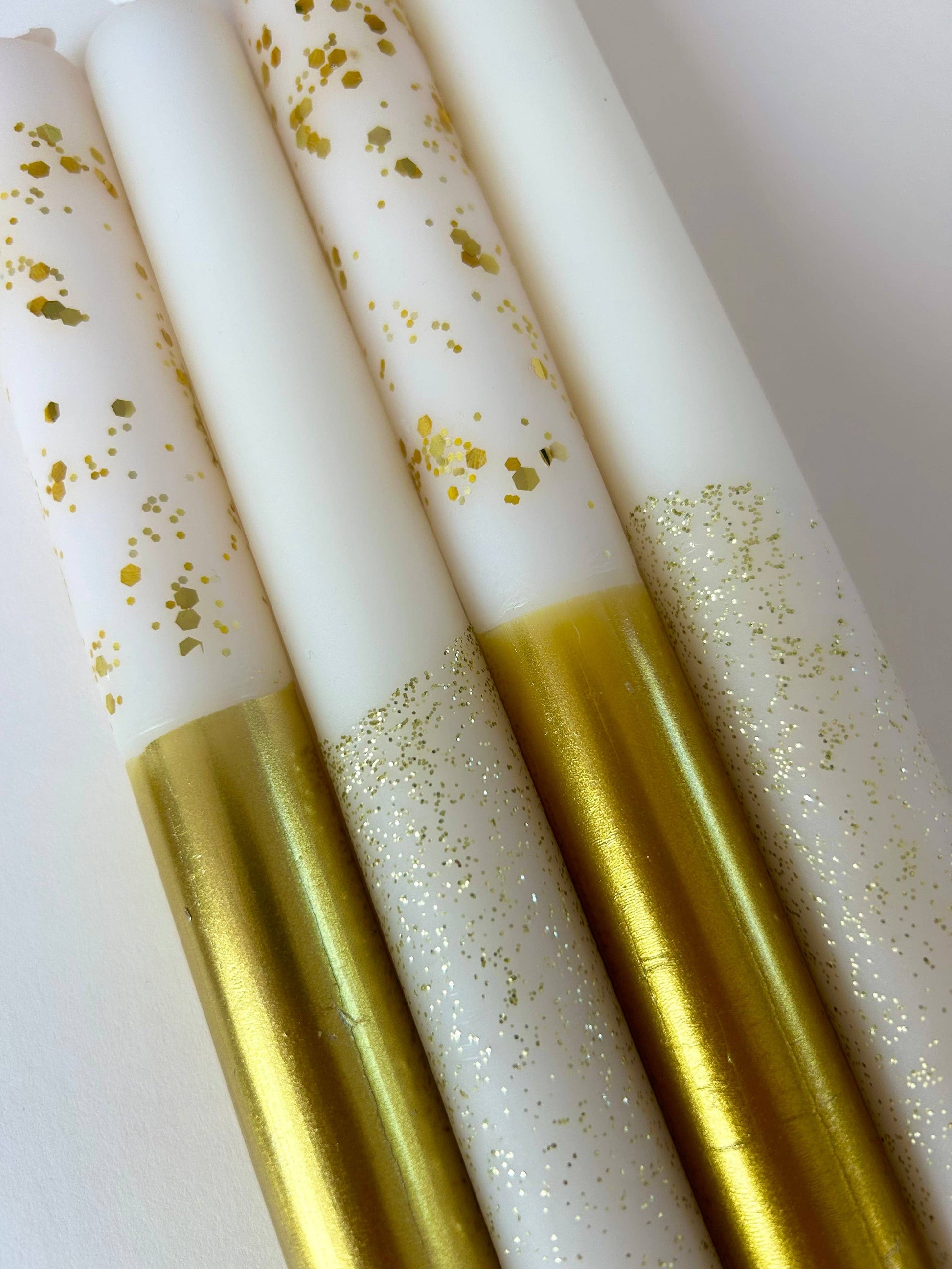 GOLDEN NIGHT Dip Dye Dinner Candle set of 4