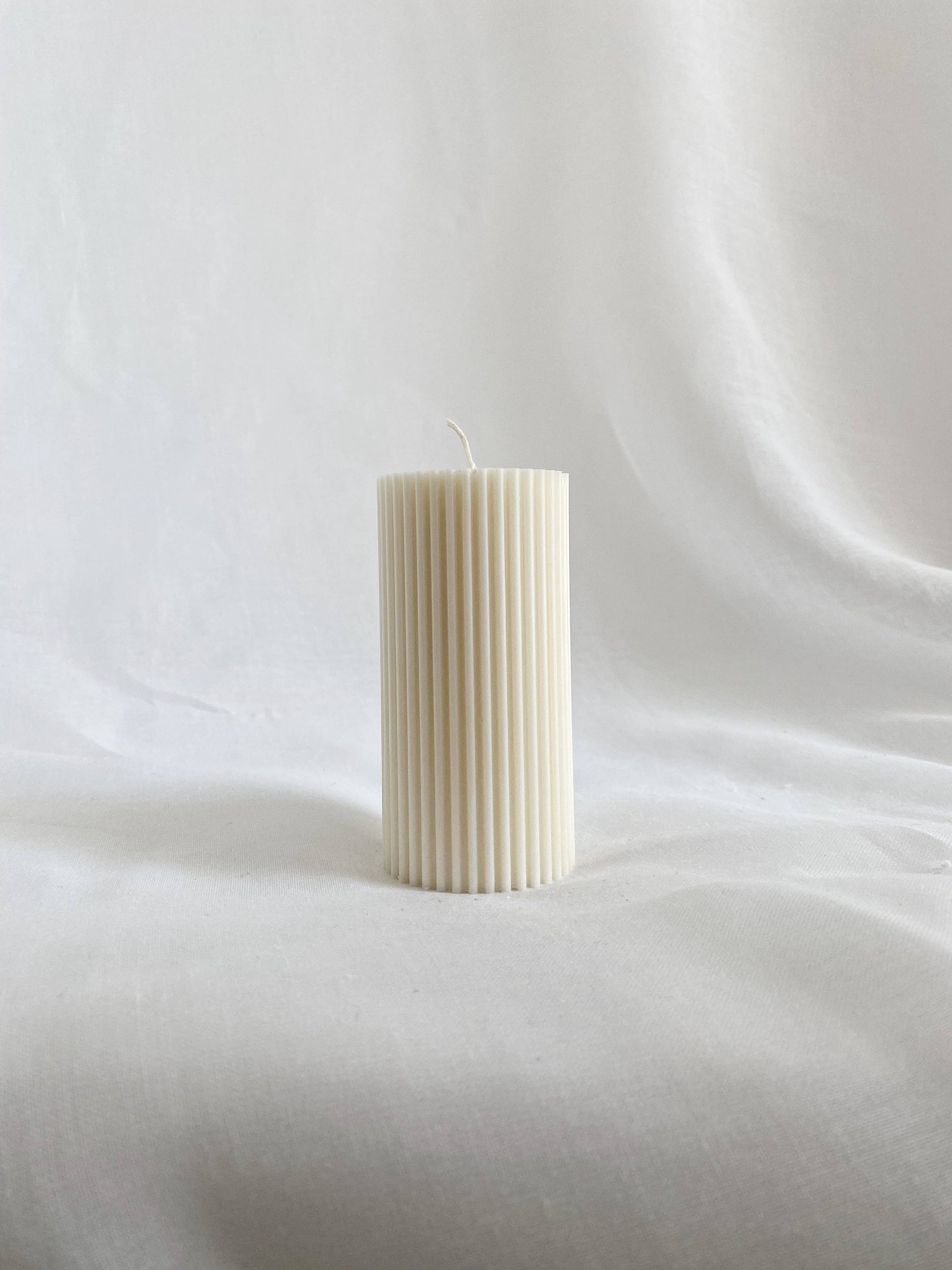 Small Ribbed Pillar Candle. Vegan, soy, small batch. Weddin: Blush Pink