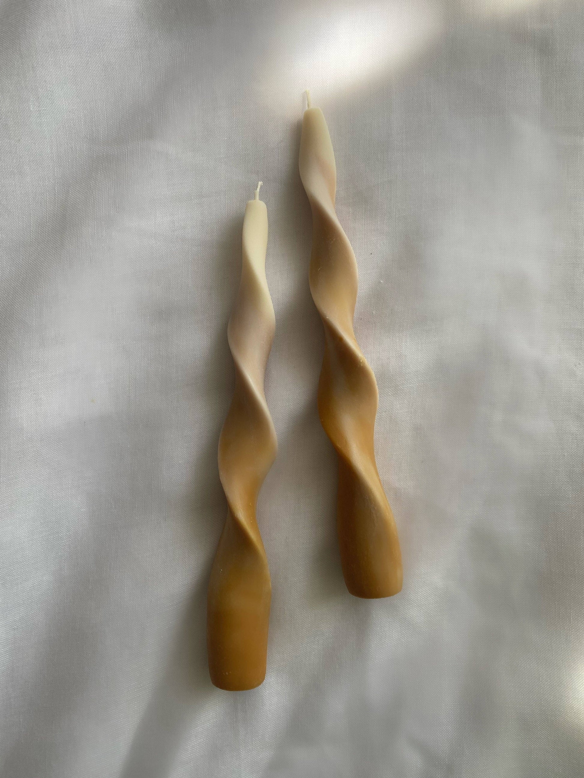 Iced Coffee Ribbon Candle sticks Set. Vegan, soy.