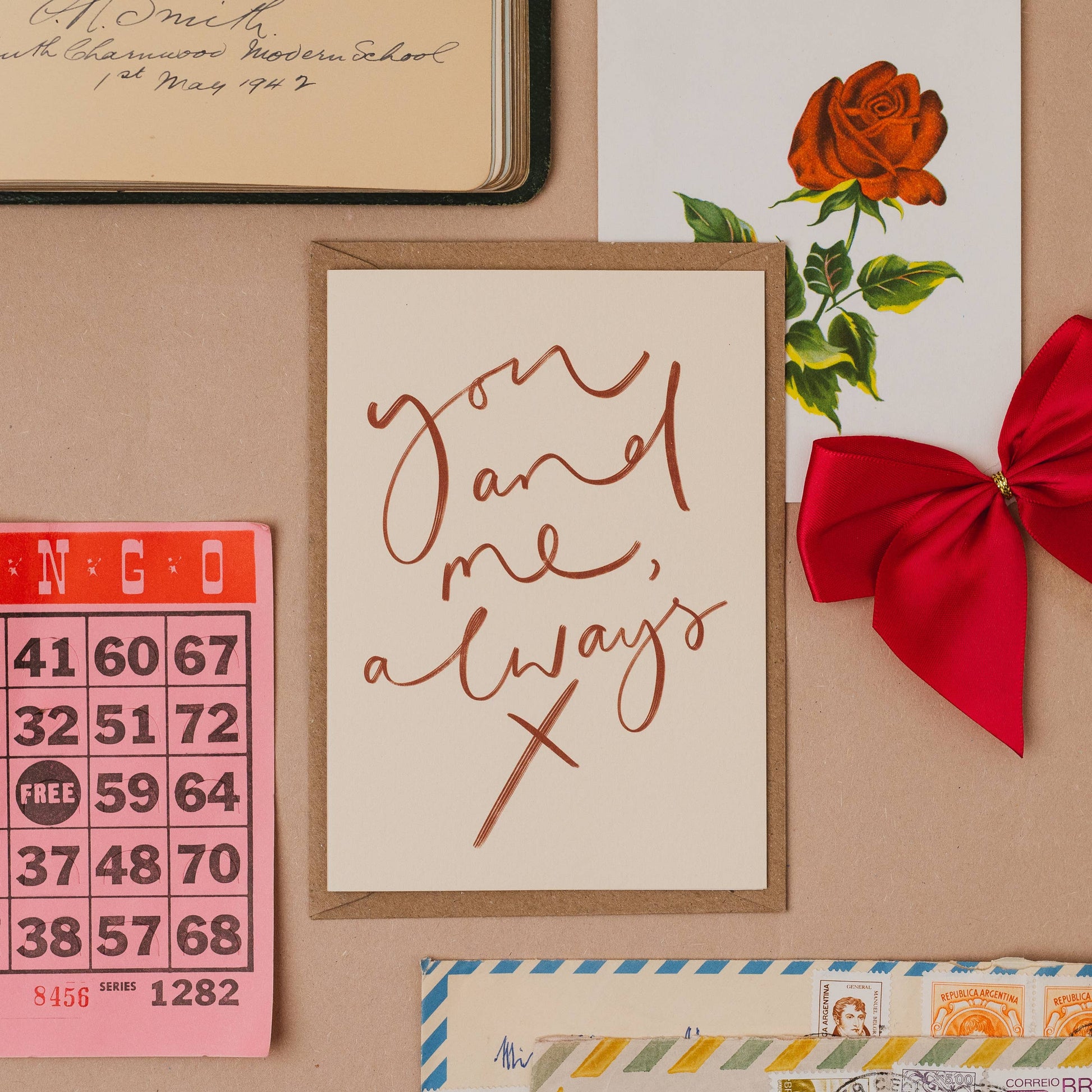 'You and Me, Always X' Handwritten Anniversary Card: Cello