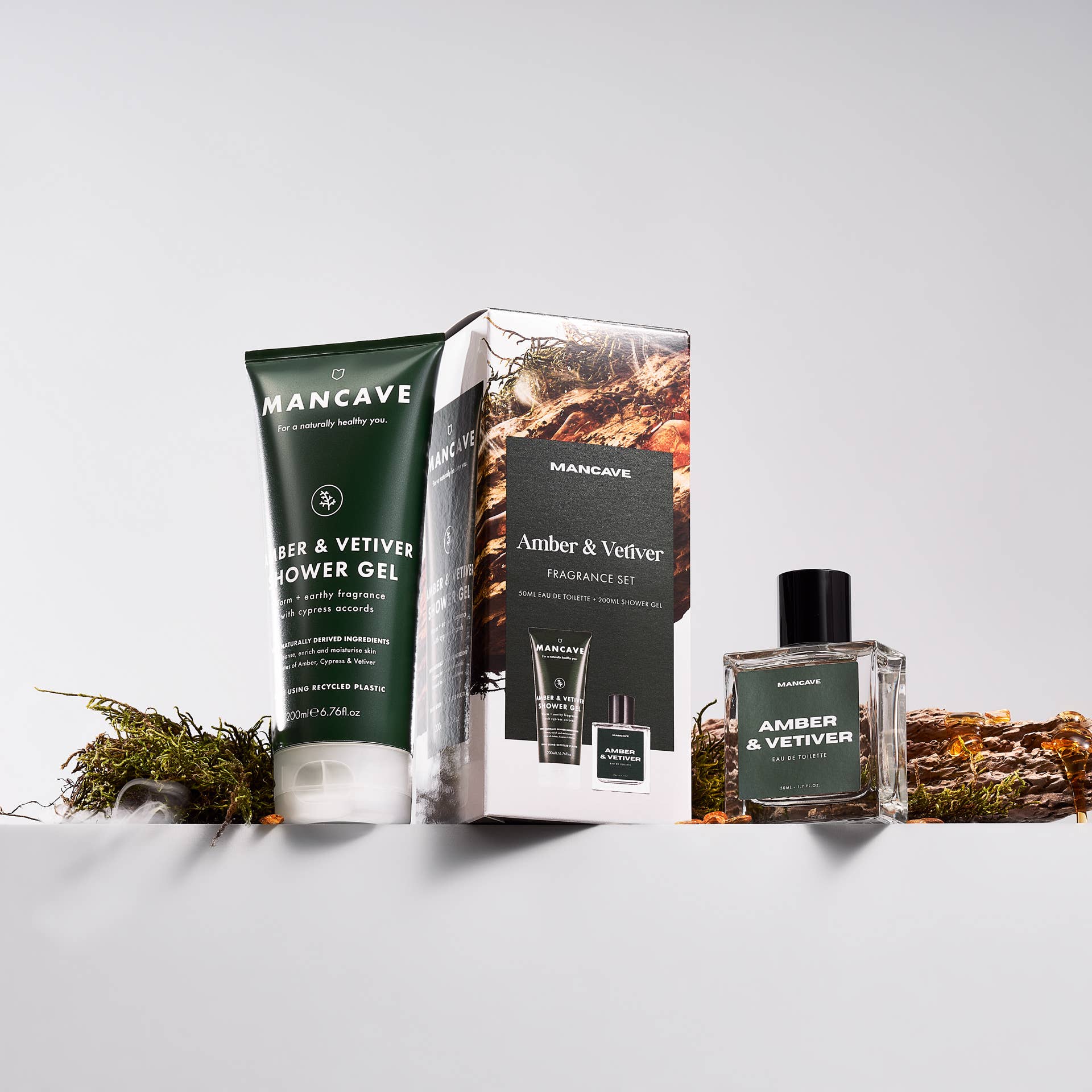 Mens Premium Fragrance Set, Amber & Vetiver, Mens Gifts