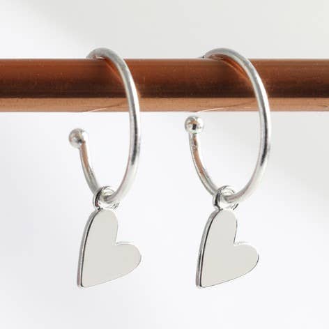 Falling Heart On Earring Hoop: Gold