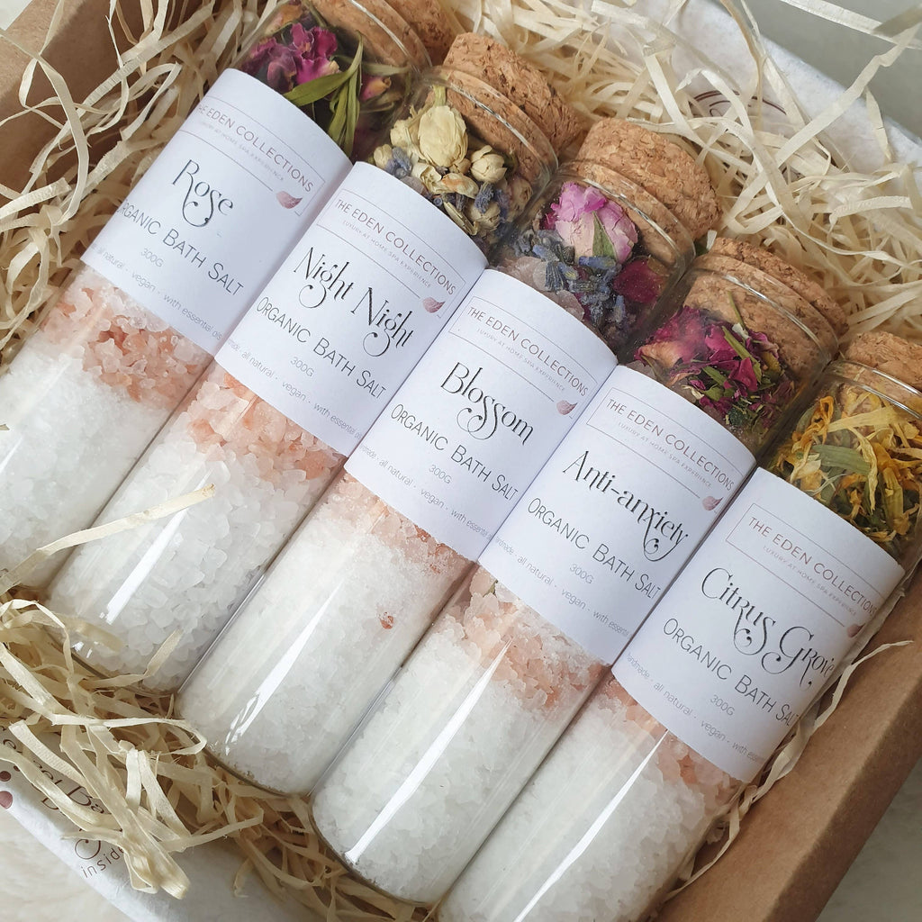 20x Mixed Organic Bath Salts with essential oils 70g