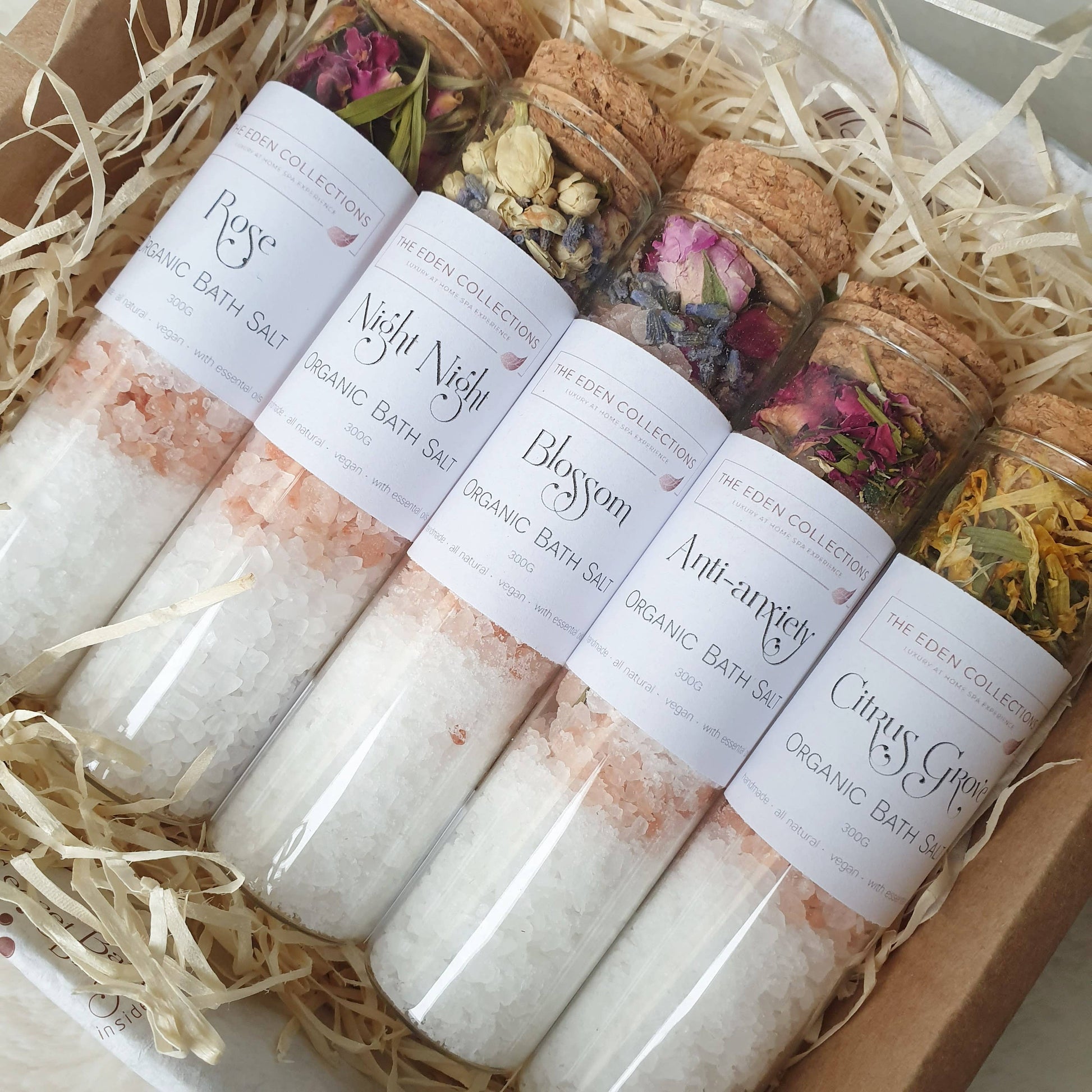 20x Mixed Organic Bath Salts with essential oils 70g