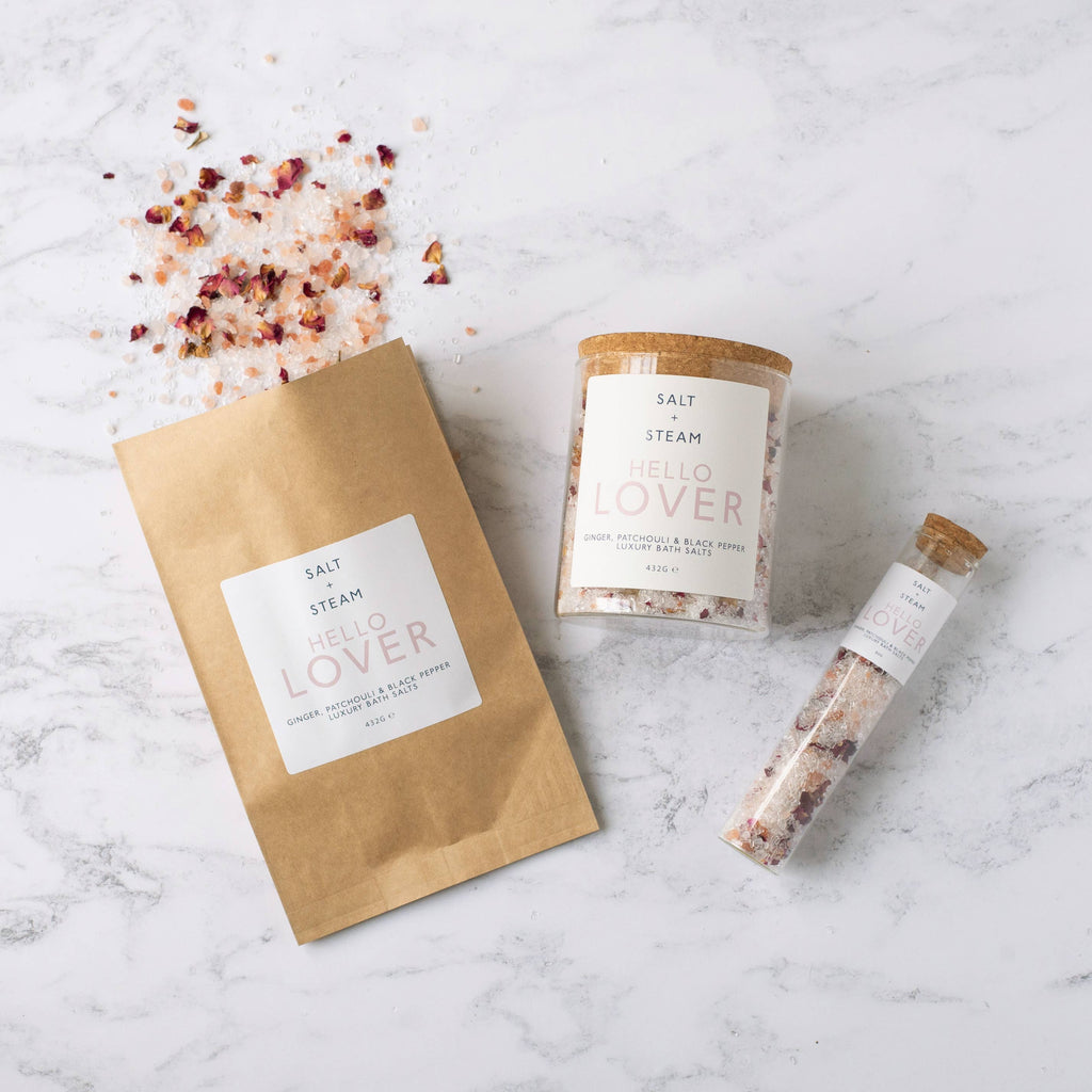 Hello Lover - Ginger & Patchouli Bath Salts 80g & 432g: Jar