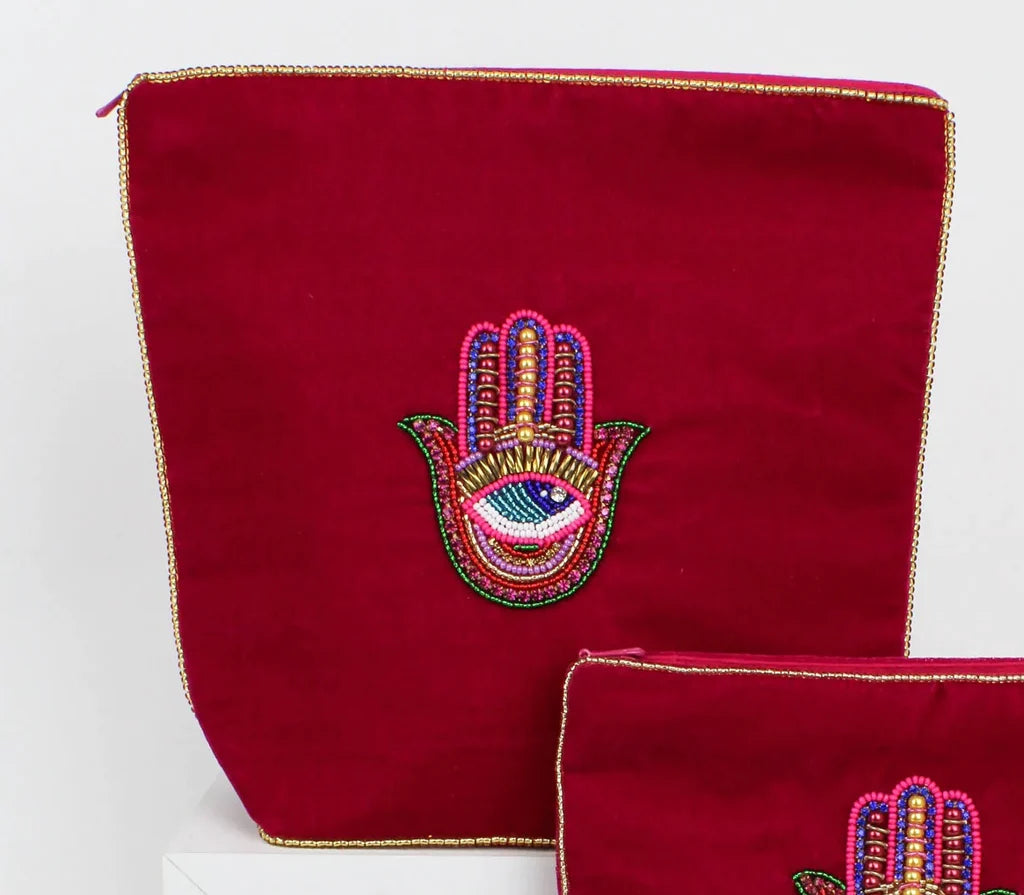 Rainbow Hamsa Hand Make Up Bag
