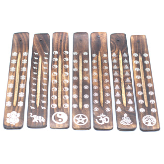 Wooden White Wash Incense Holder