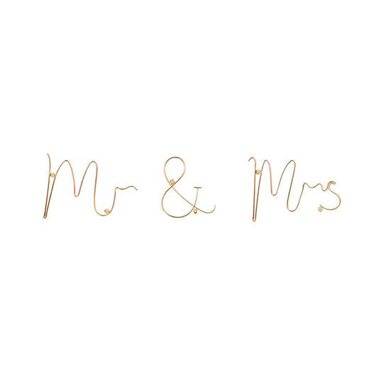 Mr & Mrs Gold Wire Word Art